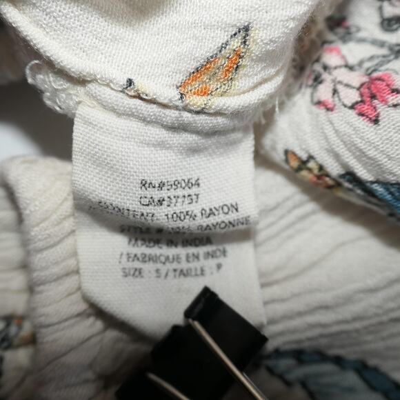 Billabong Blouse Womens Small Floral Long Sleeve Beachy Boho Peasant Gauzy - Picture 12 of 13